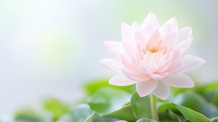 Obraz premium Pink lotus flower blooms in pond, soft background, nature serenity