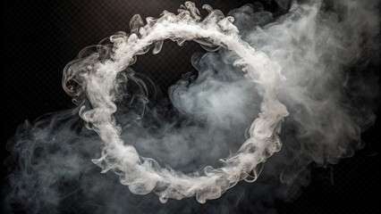 steam smoke with ring and swirl shape realistic dark image generated AI