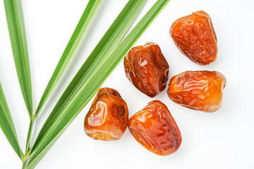 Dates fruit sukari or kurma sukari, isolated on white background