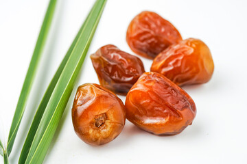 Dates fruit sukari or kurma sukari, isolated on white background