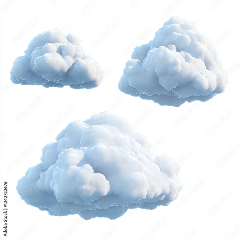 Poster soft white clouds isolated on a clean background for design use