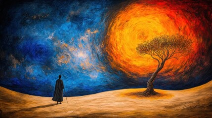 Moses and the Burning Bush in Artistic Painting Style