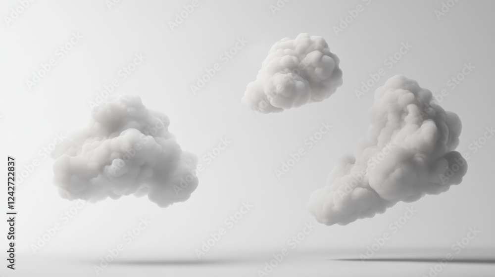 Poster soft white clouds floating in a minimalistic light background