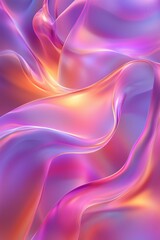 Fototapeta premium Satin-like texture shimmers with radiant pink, purple, orange waves, texture flows in fabric-like waves creating luminous depth, abstract movement evokes fluidity and motion, glowing texture concept.