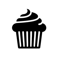Sweet Treat Silhouette: A simple yet charming silhouette of a cupcake, showcasing a classic treat with a swirl of frosting on top. Perfect for bakery menus, dessert blogs.