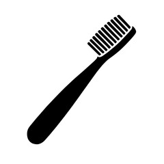 Simple Toothbrush Icon: A minimalist, black and white illustration of a toothbrush, ideal for dental care and hygiene related projects and presentations.