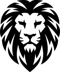 Illustration of a head of lion. Lion head mascot. Design element for logo, label, sign, poster, card. Vector illustration