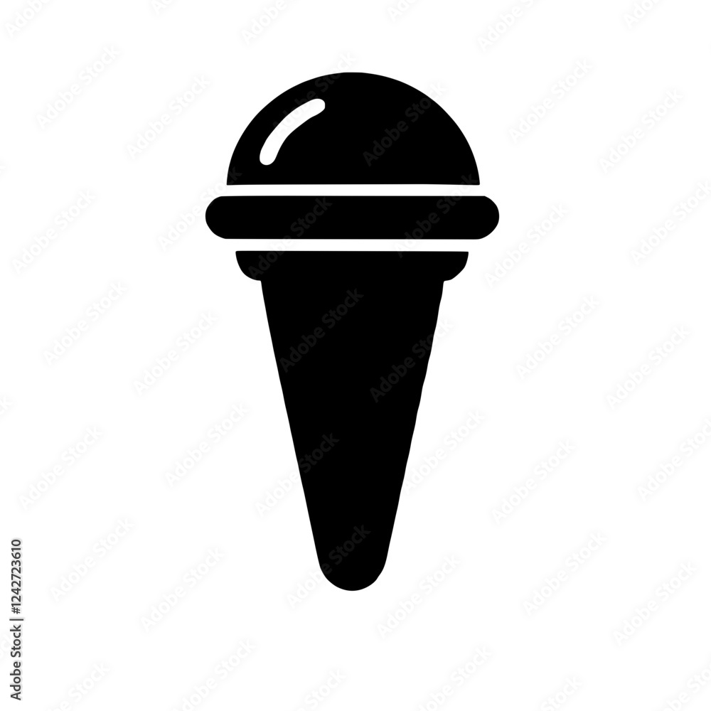 Poster ice cream cone icon: a simple yet delicious silhouette of an ice cream cone, perfect for creating ap