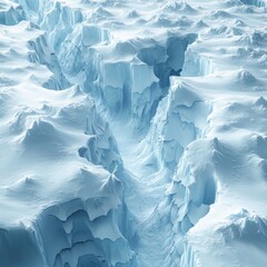 Obraz premium Frozen Ice Formation with Deep Crevasses Under Soft Light Effects