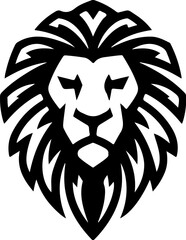 Illustration of a head of lion. Lion head mascot. Design element for logo, label, sign, poster, card. Vector illustration