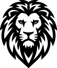 Illustration of a head of lion. Lion head mascot. Design element for logo, label, sign, poster, card. Vector illustration