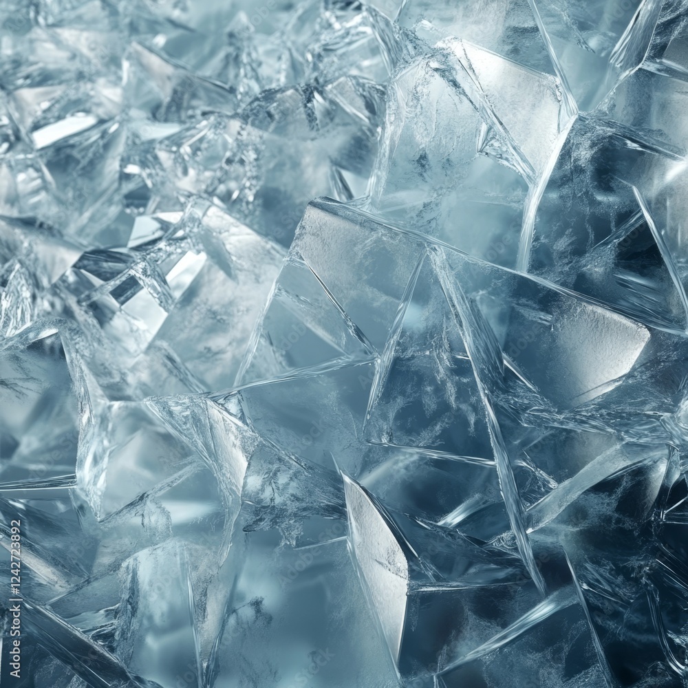 Poster crystal clear ice texture with sharp edges and reflections