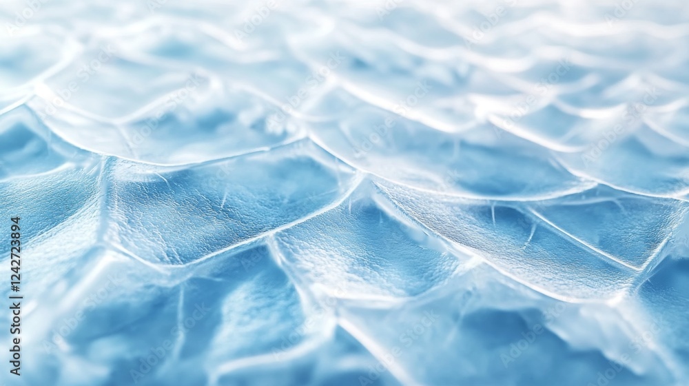 Poster close-up of ice texture with delicate frozen patterns and reflections