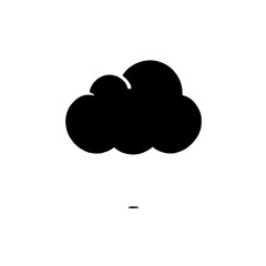 Simple Cloud Icon: A minimalist black cloud icon, symbolizing weather, technology, or data storage, with a simple rain drop beneath. Perfect for app design, website elements, and presentations.