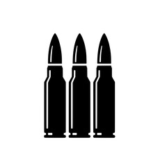 Three Bullets:  A stark graphic depicting three cartridges, symbolizing power, danger, or conflict. The simple, bold design is ideal for various contexts.