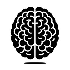 Human Brain Icon: A detailed illustration of the human brain, rendered in a bold, black silhouette against a clean background. This striking image is perfect for representing intelligence, cognition.