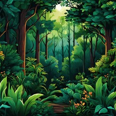 the AI Image Generator, Lush Green Tropical Forest with Dense Canopy