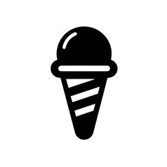 Ice Cream Cone Icon: A simple yet charming black and white icon of a classic ice cream cone, perfect for adding a touch of sweetness to your designs. 