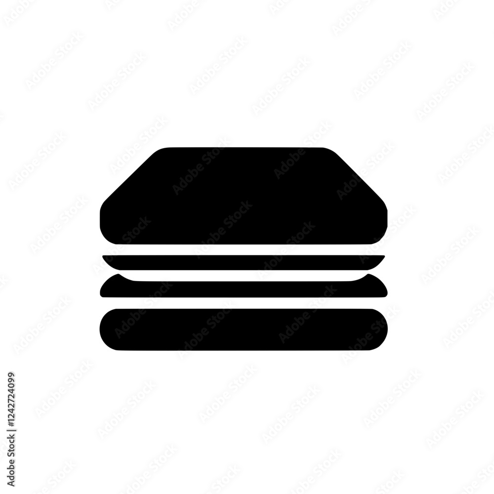Poster stacked layers icon: a bold, simple icon depicting three stacked layers, ideal for representing laye