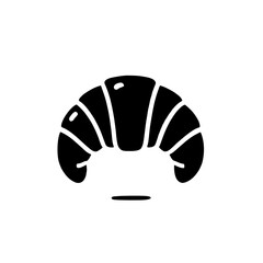 Croissant Icon: A simple yet delicious black and white icon of a croissant.  The icon is perfect for use in menus, food blogs, or social media posts.