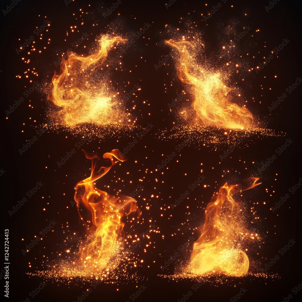 Poster dynamic flames and sparks creating mesmerizing fire effects