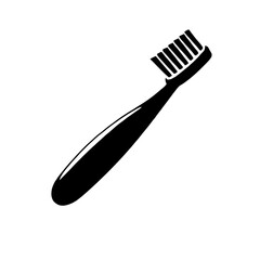 Toothbrush Icon:  A simple, bold, and minimalist silhouette of a toothbrush, a powerful symbol of oral hygiene, cleanliness, and a healthy smile.