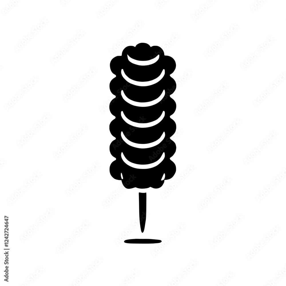 Poster candy floss icon: a simple yet evocative black icon of a candy floss, perfect for menus, websites or