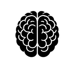 Human Brain Icon: A simple yet powerful illustration of a human brain, depicted in a clean, black silhouette against a transparent background.  Perfect for representing intelligence, intellect.