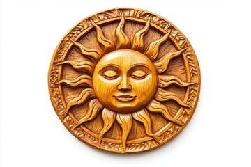 Exquisite Carved Wooden Sun Sculpture