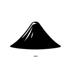 Fototapeta premium Volcanic Silhouette: A minimalist illustration of a majestic volcano, its black silhouette starkly contrasting against the negative space, evoking a sense of power and mystery.