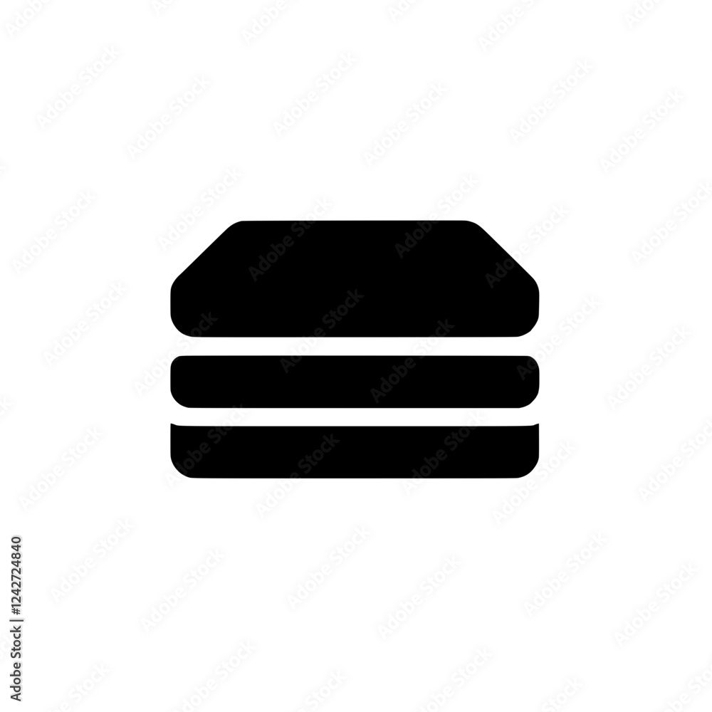 Poster stacked layers icon: a simple yet impactful black icon representing stacked layers. the minimalist d