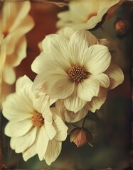 Macro Shot of a Vintage Photo Print with Soft Grain, Pastel Hues, and Faded Flowers, Evoking Warm Nostalgia and Love