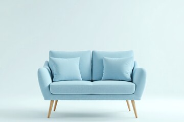 Light blue sofa, minimalist room, interior design, home decor, website banner (1)