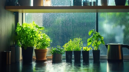 Rainy Day Vibes in a Kitchen with Greenery