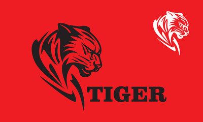 wild great tiger head logo, silhouette of danger animal face vector illustrations