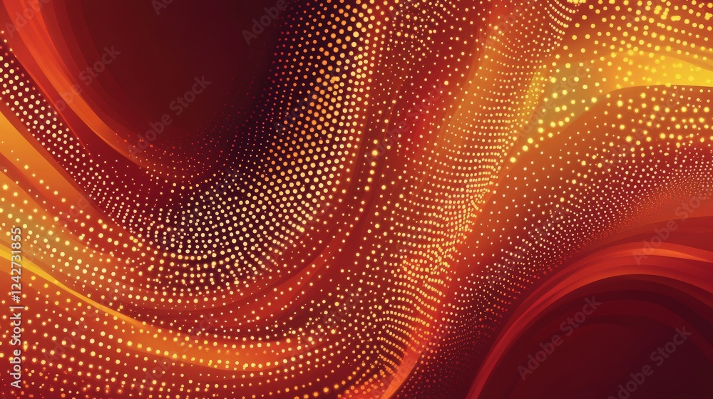 Poster flowing dots create an abstract, elegant background design.