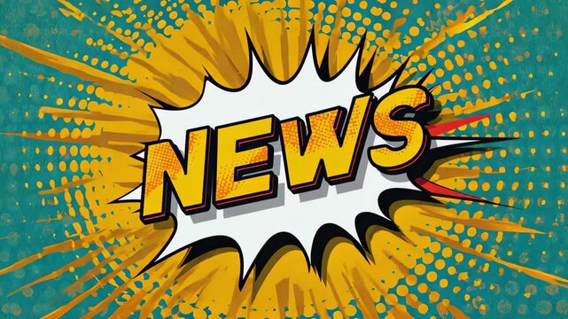 News speech bubble in pop art comic style, news preview video