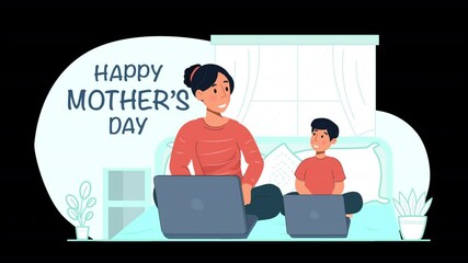 Make Mother's Day special with this flat character design animation scene, showcasing relatable characters and themes.