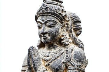Obraz premium Intricate Stone Sculpture of a Praying Deity