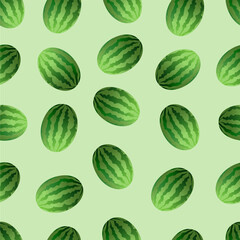 Watermelon seamless pattern, green background. Light and dark green stripes of watermelon texture. Vector illustration