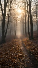 fall season end abstract nature background lone tree shedding its final leaves,