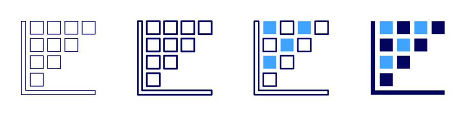 Compliance trend icon in 4 different styles. Thin Line, Line, Bold, and Bold Line. Duotone style. Editable stroke