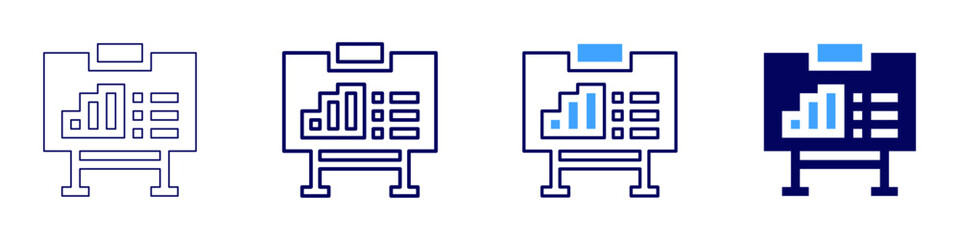 Demand trend icon in 4 different styles. Thin Line, Line, Bold, and Bold Line. Duotone style. Editable stroke