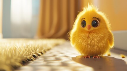 Charming illustration of a playful yellow chick character created with generative ai techniques