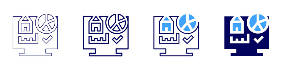 Hiring analysis icon in 4 different styles. Thin Line, Line, Bold, and Bold Line. Duotone style. Editable stroke