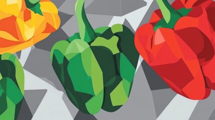 Geometric Peppers: A Vibrant Abstract Food Still Life