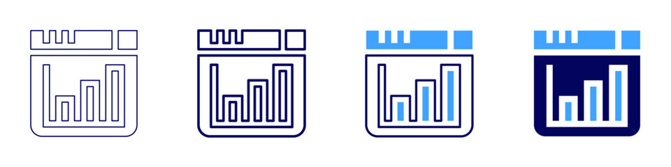 PPC analysis icon in 4 different styles. Thin Line, Line, Bold, and Bold Line. Duotone style. Editable stroke