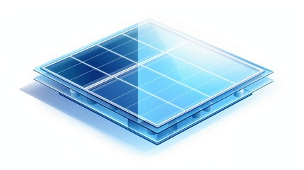 3D isometric solar panel isolated on transparent or white background, ultra-thin structure with a futuristic aesthetic and smooth surface