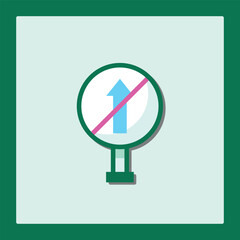 No Straight Ahead Icon: Directional Prohibition Sign