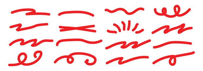 brush scribble underline. Set of brush crayon highlight underline symbol collection. Marker pen line highlight swoosh stroke. Squiggle brush scribble underline. Vector underline set
